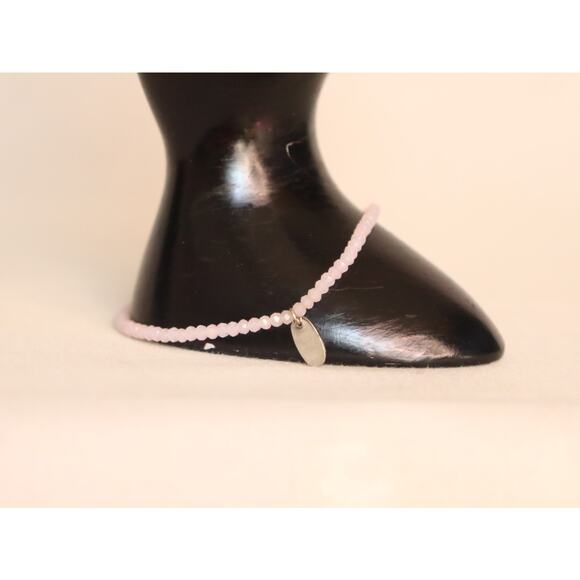 Barely There Stretch Bracelet Ultra Thin Rose Quartz Beads - Picture 1 of 8